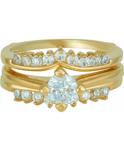 Cubic Zirconia 2-Piece Wedding Ring for Women & Girls 24k Gold Plated $33.73 Bands