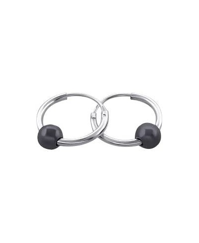 925 Sterling Silver Small 12mm Endless Hoop Earrings with Simulated Hematite Black Ball Bead for Cartilage Nose and Lips $16....
