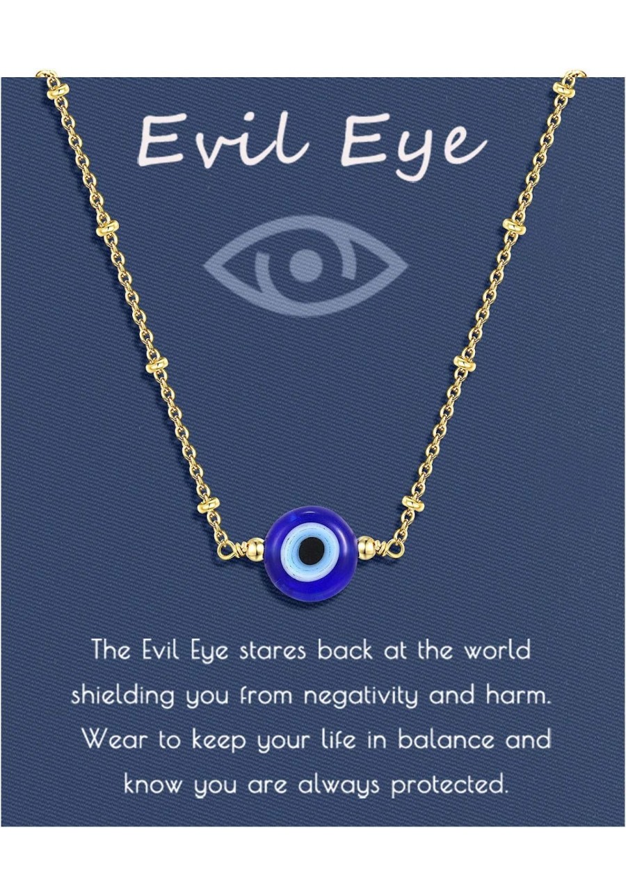 Evil Eye Necklace with Card Kabbalah Protection Luck Amulet Adjustable Pendant Necklace for Women Girls Family Friends Rolo C...