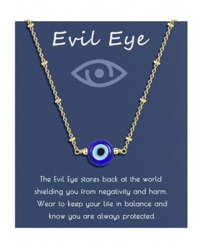 Evil Eye Necklace with Card Kabbalah Protection Luck Amulet Adjustable Pendant Necklace for Women Girls Family Friends Rolo C...