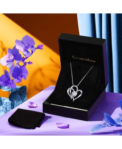 Heart Necklace 14K Gold Plated 5A Cubic Zirconia Pendant Necklaces for women $18.98 Pendant Necklaces