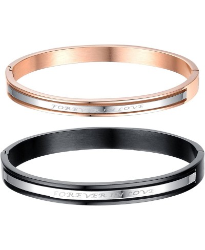 2pcs Couples Stainless Steel Forever In Love Bangle Cuff Bracelet for Valentines Promise Gifts $17.06 Bangle