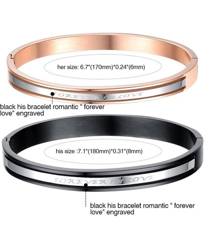 2pcs Couples Stainless Steel Forever In Love Bangle Cuff Bracelet for Valentines Promise Gifts $17.06 Bangle