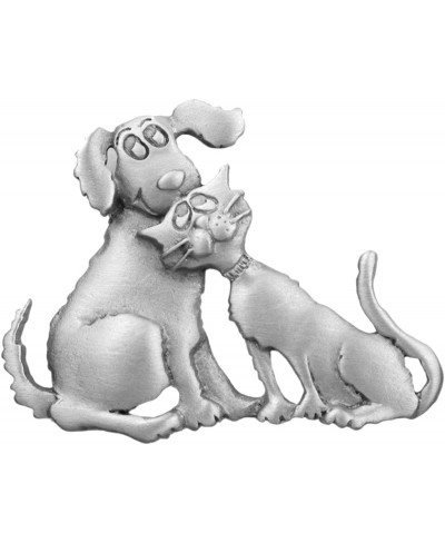 Dog and Cat Sitting Together - Pewter Cat Pin $20.55 Brooches & Pins