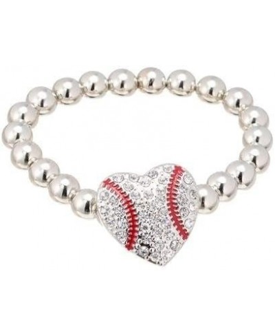 Baseball Heart Bracelet - Adjustable Stretch Jewelry for Moms Fans Girls Women Softball Gift $13.11 Stretch