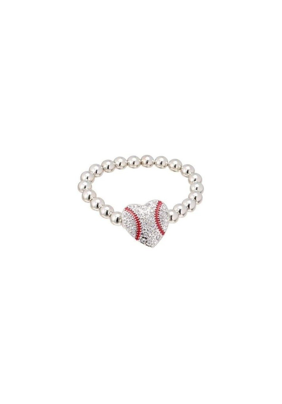 Baseball Heart Bracelet - Adjustable Stretch Jewelry for Moms Fans Girls Women Softball Gift $13.11 Stretch