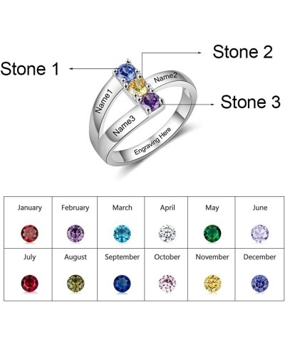 Personalized Mothers Promise Rings for Her with 3 Simulated Birthstones Engraved 3 Names Ring for Grandmother Mother Meaningf...