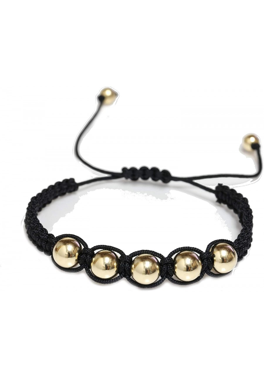 Macrame Braided Round 14k Yellow Gold Filled Bead Bracelet for Women and Men $33.25 Strand