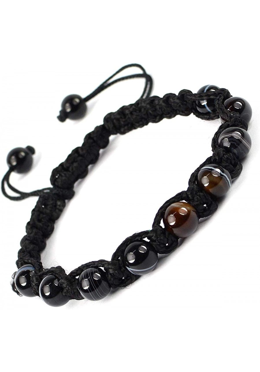 Natural Botswana Agate Black Bracelet Crystal Stone 8 mm Round Bead Thread Bracelet for Unisex (Color - Multi) $12.76 Stretch