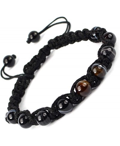 Natural Botswana Agate Black Bracelet Crystal Stone 8 mm Round Bead Thread Bracelet for Unisex (Color - Multi) $12.76 Stretch