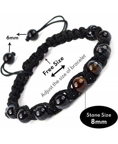 Natural Botswana Agate Black Bracelet Crystal Stone 8 mm Round Bead Thread Bracelet for Unisex (Color - Multi) $12.76 Stretch