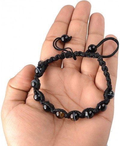 Natural Botswana Agate Black Bracelet Crystal Stone 8 mm Round Bead Thread Bracelet for Unisex (Color - Multi) $12.76 Stretch