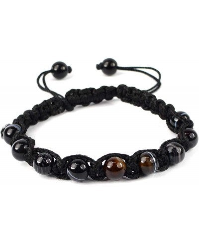 Natural Botswana Agate Black Bracelet Crystal Stone 8 mm Round Bead Thread Bracelet for Unisex (Color - Multi) $12.76 Stretch