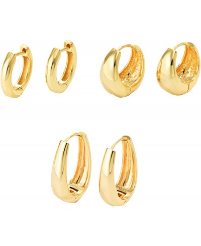 Gold Hoop Earrings for Women Chunky Hoops Set Lightweight Hypoallergenic Gold Plated Thick Hoop Earrings Pack Small Hoop Jewe...