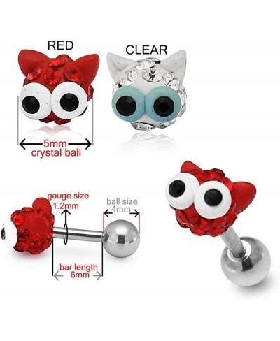 Colorful Multi Crystal Stones Lovely Big Eye Cat Face Tragus Cartilage Helix Piercing Jewelry - $18.39 Piercing Jewelry