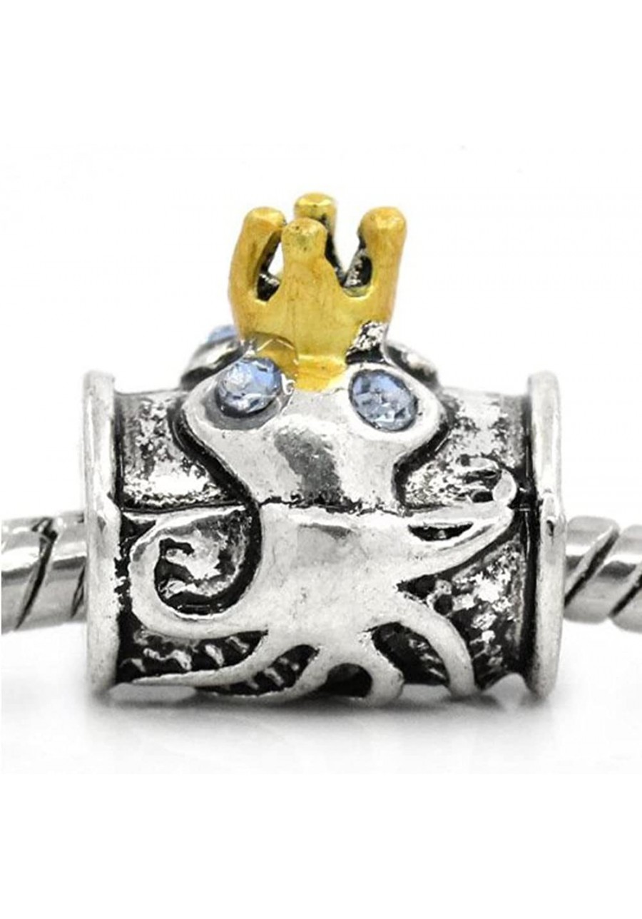 European Octopus with a Crown Charm Spacer for Snake Chain Charm Bracelet $17.34 Charms & Charm Bracelets