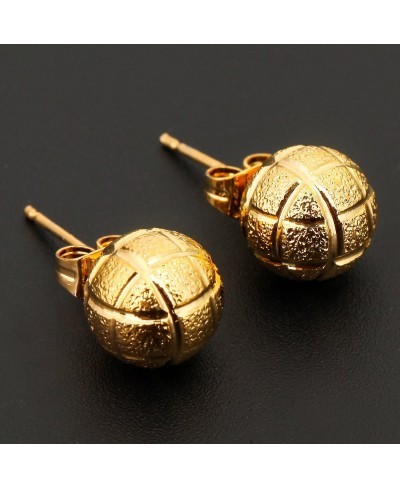 Football Stud Earrings 24K Gold Plated Earring Basketball Jewelry $7.18 Stud