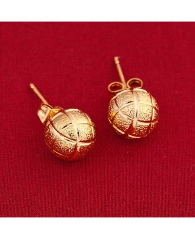 Football Stud Earrings 24K Gold Plated Earring Basketball Jewelry $7.18 Stud