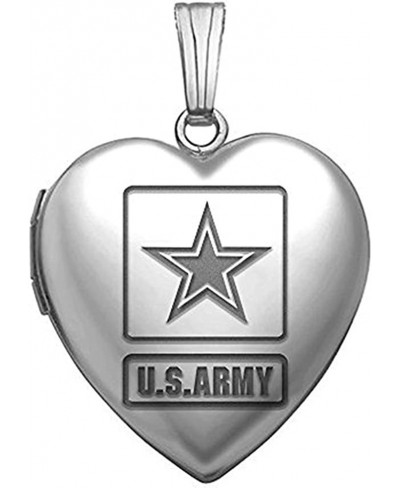 Sterling Silver Army Heart Locket 3/4 Inch X 3/4 Inch $25.69 Lockets