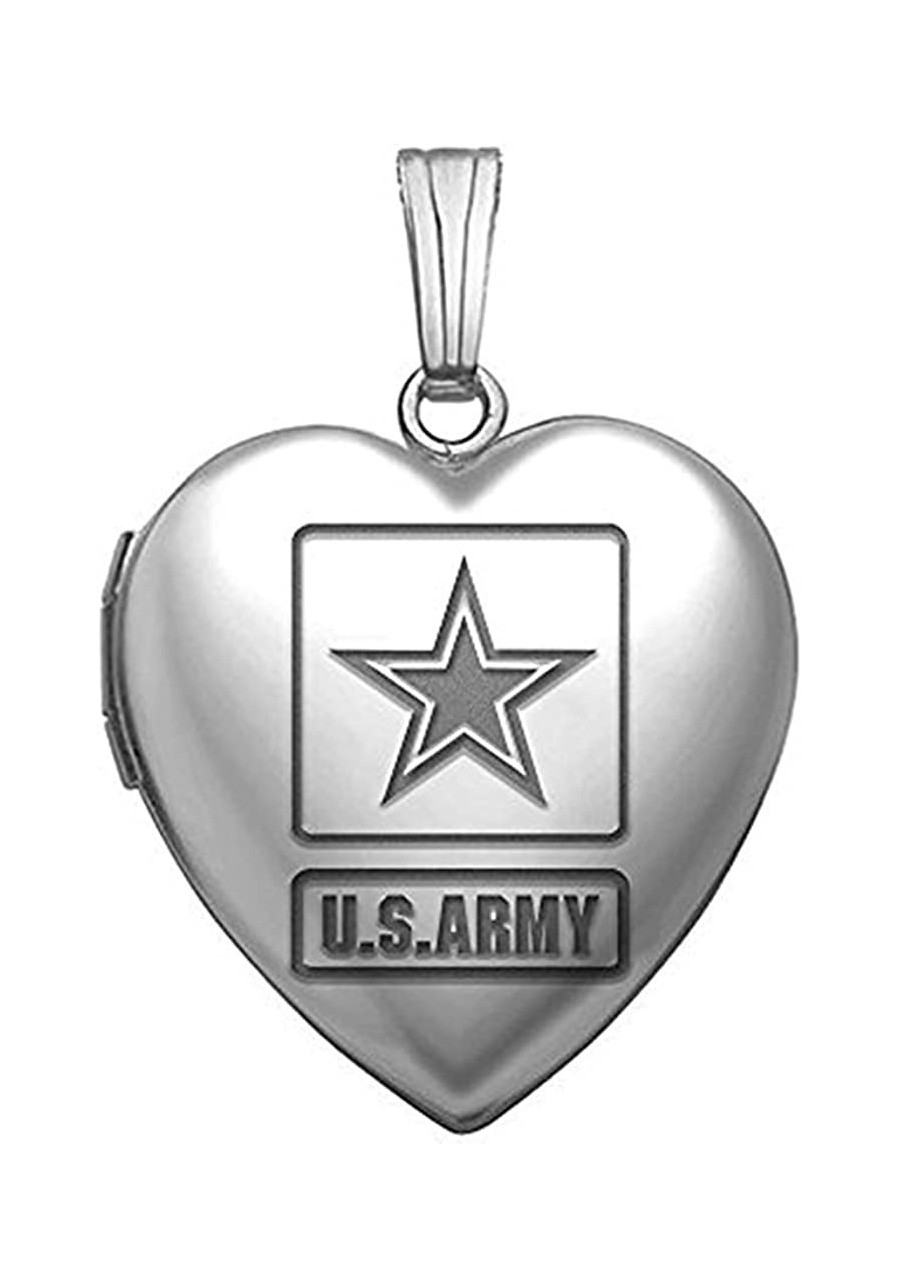 Sterling Silver Army Heart Locket 3/4 Inch X 3/4 Inch $25.69 Lockets