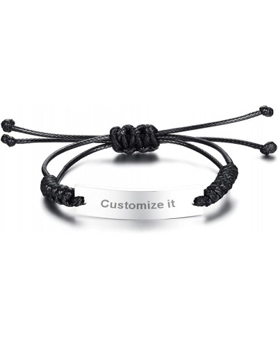 Unisex Nylon Rope Braided Personalized Stainless Steel Blank ID Tag Adjustable Identification Bracelet $10.14 Identification