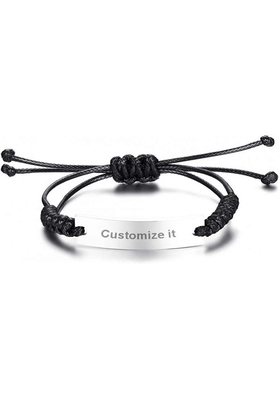 Unisex Nylon Rope Braided Personalized Stainless Steel Blank ID Tag Adjustable Identification Bracelet $10.14 Identification