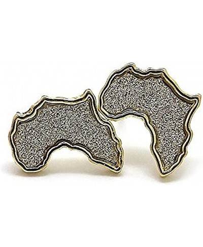 Edged Textured Africa Continent Stud Earrings in Gold/Silver-Tone $12.34 Stud