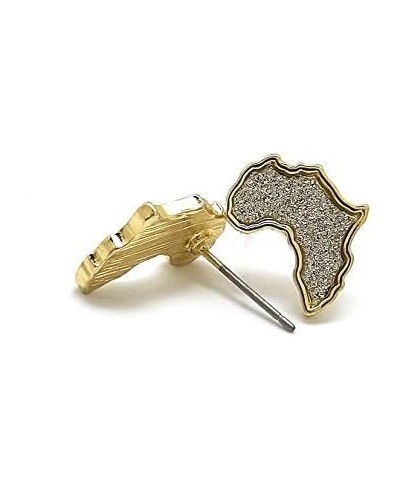 Edged Textured Africa Continent Stud Earrings in Gold/Silver-Tone $12.34 Stud