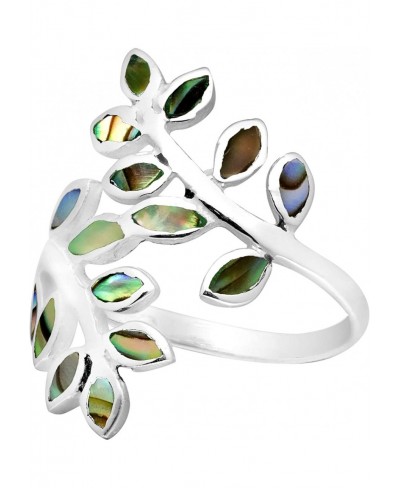 Peaceful Olive Branch Sterling Silver & Abalone Shell Inlay Wrap Ring $11.08 Bands