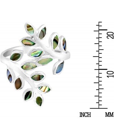 Peaceful Olive Branch Sterling Silver & Abalone Shell Inlay Wrap Ring $11.08 Bands