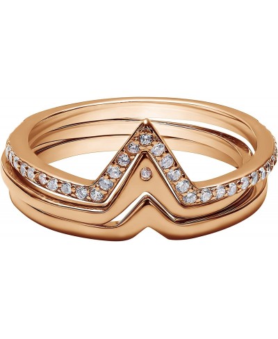 Rose Gold Plated Sterling Silver V Shaped Trio Ring Stack with Cubic Zirconia Chevron Stacking Rings $16.60 Stacking