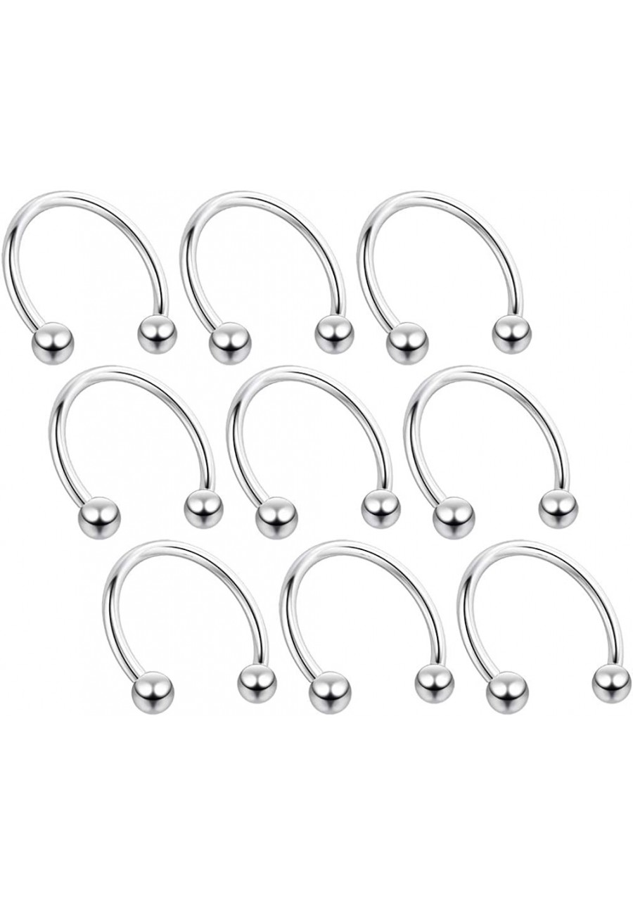 9pc 16g Circular Barbell Ear Cartilage Eyebrow Horseshoe Lip Septum Nose Ring Tragus Helix Snake Bite Balls Piercing Jewelery...