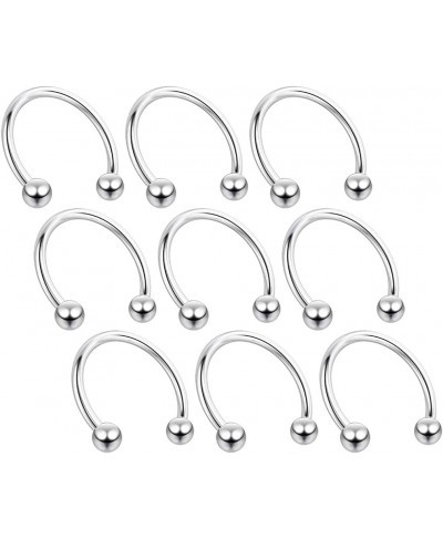 9pc 16g Circular Barbell Ear Cartilage Eyebrow Horseshoe Lip Septum Nose Ring Tragus Helix Snake Bite Balls Piercing Jewelery...