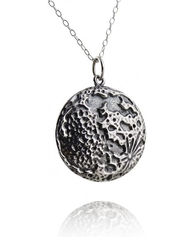 Sterling Silver Textured Full Moon Pendant Necklace 18" Chain $35.83 Pendant Necklaces