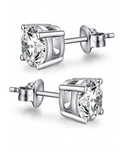 925 Sterling Silver 6MM 4-Prong Round Zirconia Earrings Ear Stud White Gold Plated Fashion Jewelry WK90035-6 $13.69 Stud