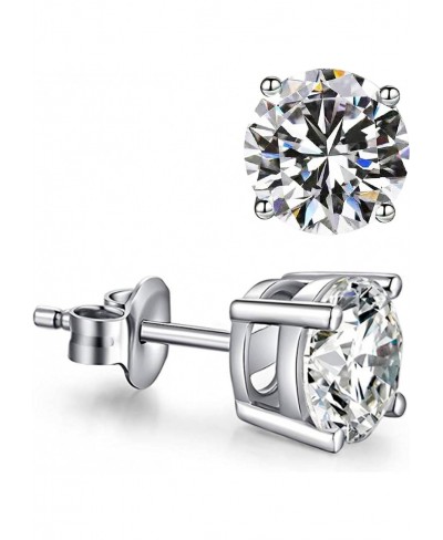 925 Sterling Silver 6MM 4-Prong Round Zirconia Earrings Ear Stud White Gold Plated Fashion Jewelry WK90035-6 $13.69 Stud