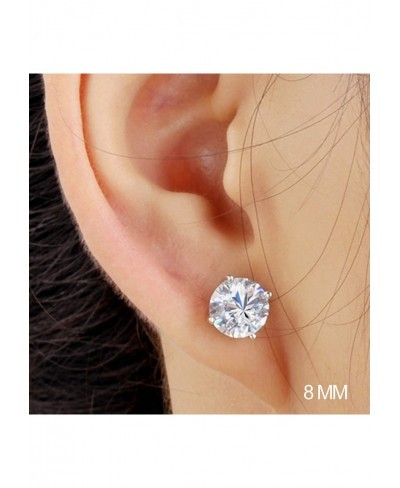 925 Sterling Silver 6MM 4-Prong Round Zirconia Earrings Ear Stud White Gold Plated Fashion Jewelry WK90035-6 $13.69 Stud