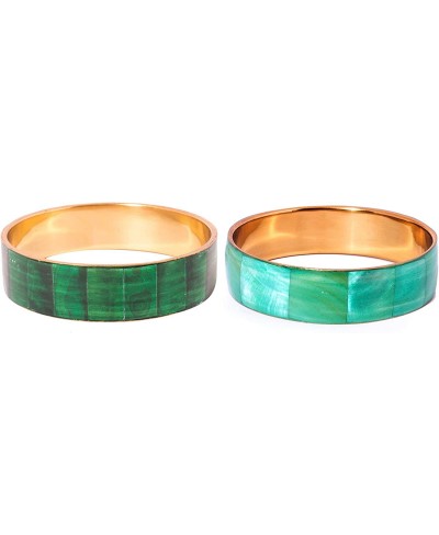 Set Of 2 Bangles Made Of Mop With Two Tones Of Green $16.01 Bangle