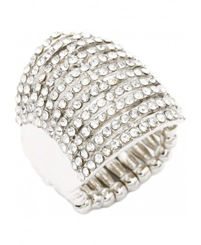 11 Rows with Crystals Stretch Rings Statement Rings Free Size for Women $9.81 Statement