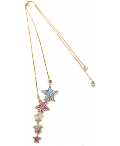 Charm Stars Necklace for Women 18K Gold Plated Sliding Adjustable Chain Choker Jewelry $19.32 Chokers