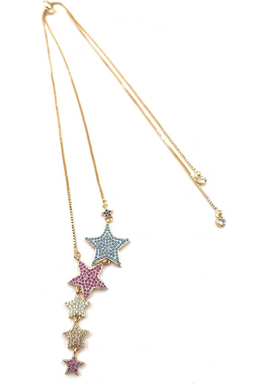 Charm Stars Necklace for Women 18K Gold Plated Sliding Adjustable Chain Choker Jewelry $19.32 Chokers