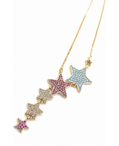 Charm Stars Necklace for Women 18K Gold Plated Sliding Adjustable Chain Choker Jewelry $19.32 Chokers