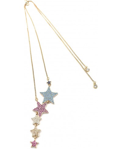 Charm Stars Necklace for Women 18K Gold Plated Sliding Adjustable Chain Choker Jewelry $19.32 Chokers