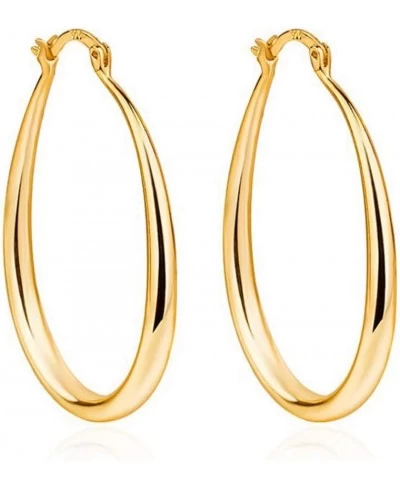 Fashion Oval Type Ear Hoop Earrings Piercing Jewelry Gift Golden $6.28 Hoop