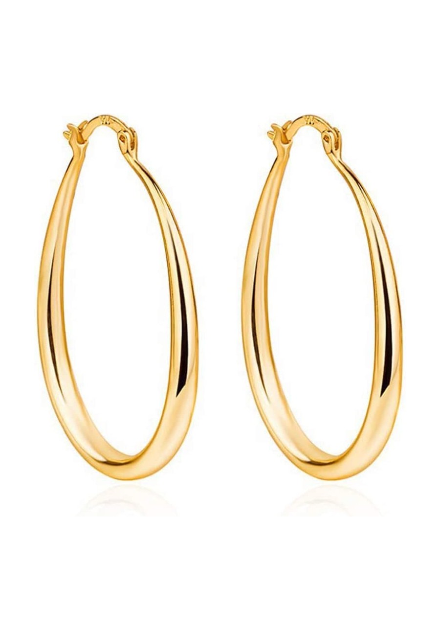 Fashion Oval Type Ear Hoop Earrings Piercing Jewelry Gift Golden $6.28 Hoop