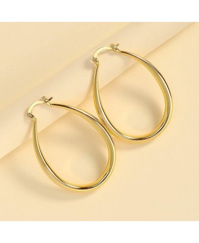 Fashion Oval Type Ear Hoop Earrings Piercing Jewelry Gift Golden $6.28 Hoop