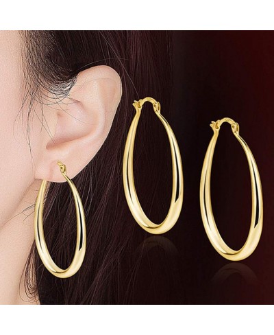 Fashion Oval Type Ear Hoop Earrings Piercing Jewelry Gift Golden $6.28 Hoop