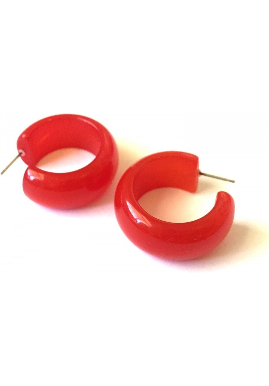 Cherry Red Hoops Bold Moonglow Lucite Hoop Earrings $16.69 Hoop