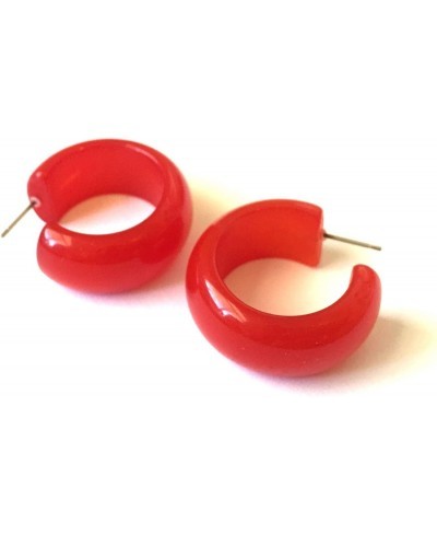 Cherry Red Hoops Bold Moonglow Lucite Hoop Earrings $16.69 Hoop