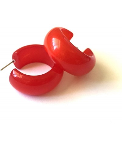 Cherry Red Hoops Bold Moonglow Lucite Hoop Earrings $16.69 Hoop